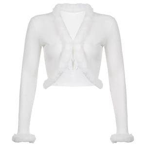 Y2K Coquette Fur coat Wanita white