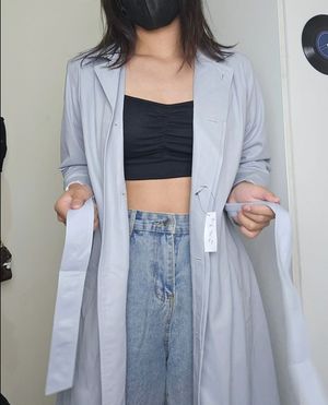 Minimalist Casual Trench coat Wanita blue