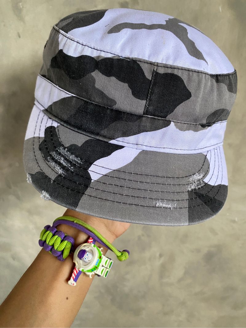Y2K Patrol Cap Distressed Camouflage, foto 3