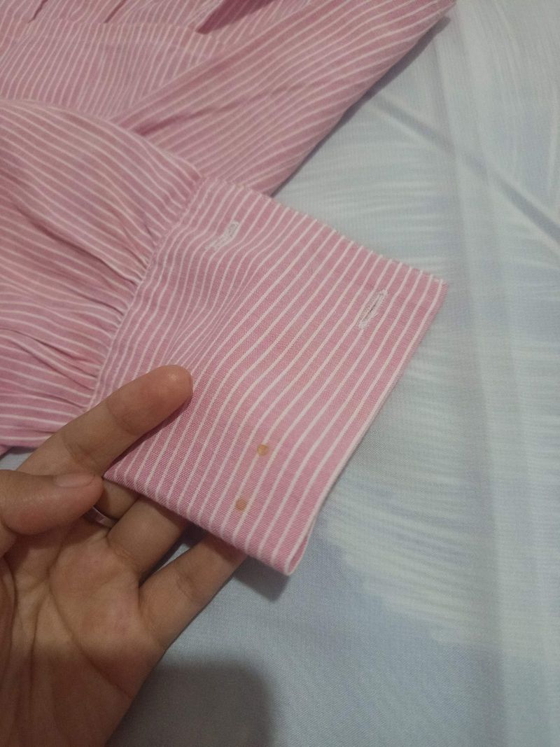 kemeja wanita strip crop, foto 3