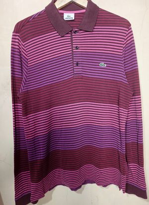 Lacoste long sleeve poloshirt salur kaos kerahlengan panjang