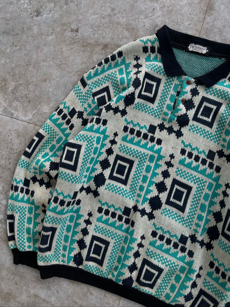 Playgay Half Button Geometric Pattern Knit, foto 4