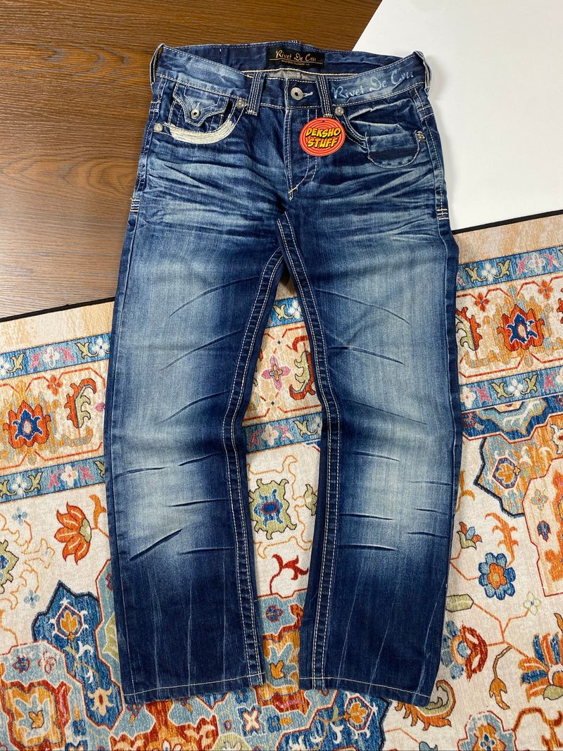 Ricet de cru fadding petir jeans pants, foto 4