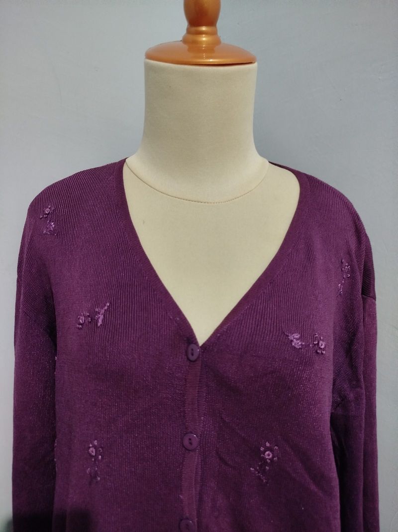 Cardigan Purple Premium Knit  V Neck, foto 2