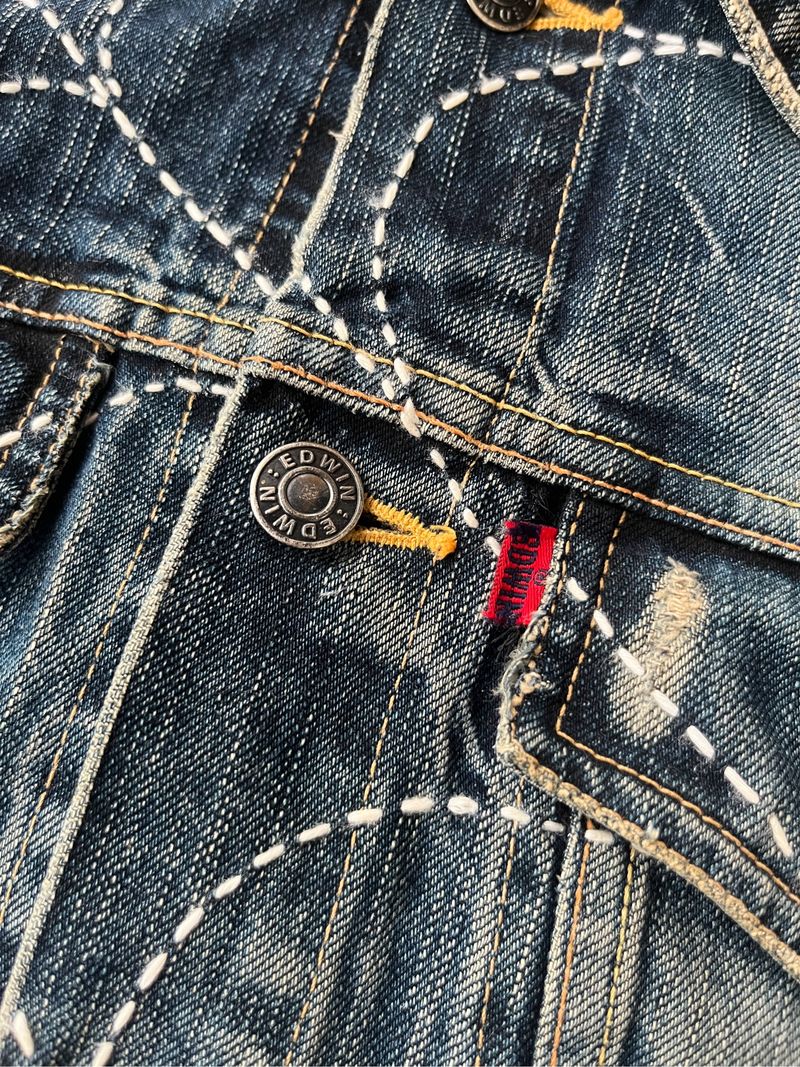 90’s Edwin 503 🇯🇵 Distressed Patchwork Denim Jacket, foto 7