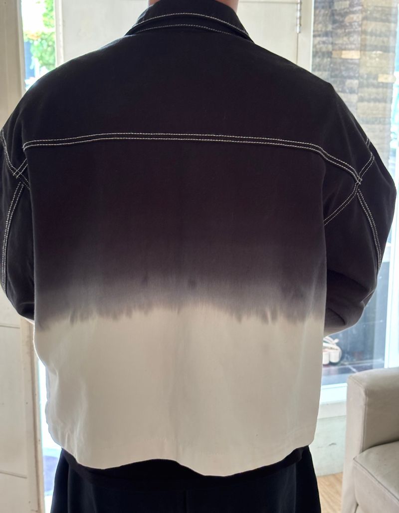 Streetwear Denim jacket Pria white black, foto 4