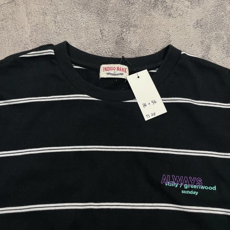 INDIGOBANK stripe T-shirt hitam, foto 3
