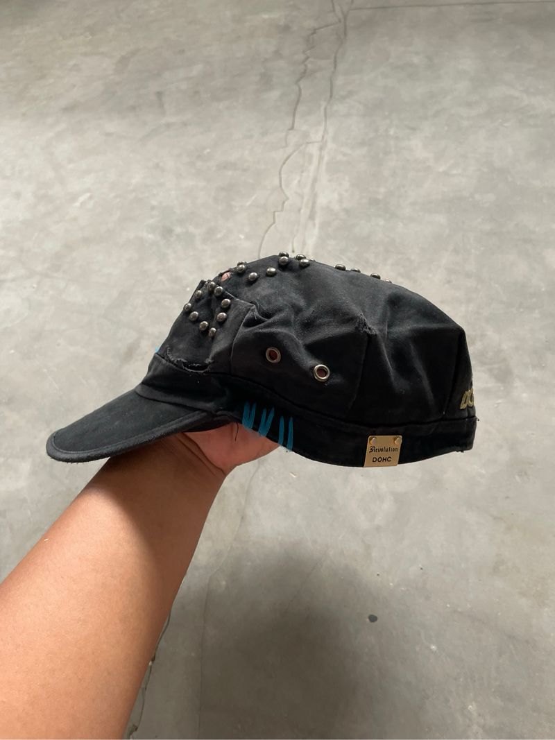 Y2k Grunge Emo Vkei Style DOHC Japan Black Studded Caps - Preloved