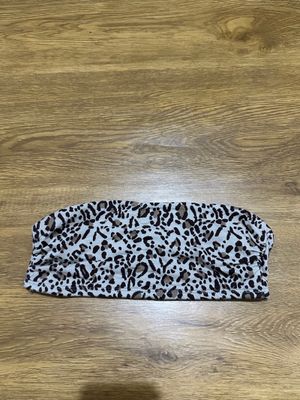Stradivarius Leopard bandeau tube top Animal Print