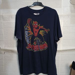 Kaos T Shirt Comic Official Marvel Spiderman Navy Size XL