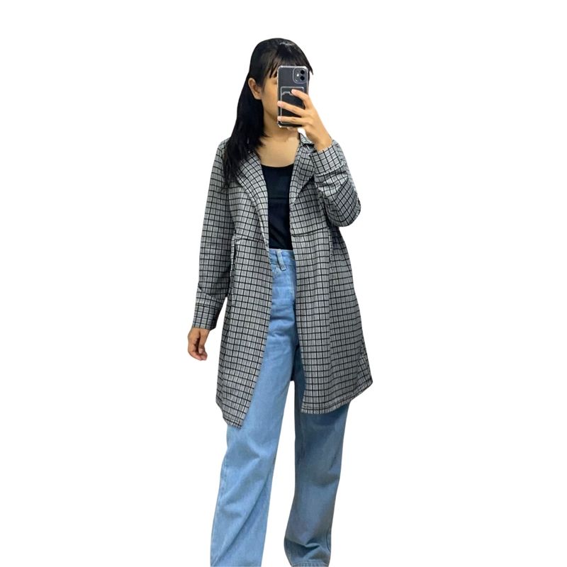Y2K Minimalist Blazer Wanita gray, foto 3