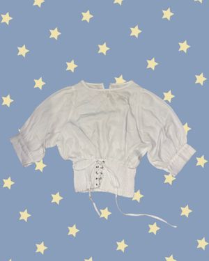 Lunacion White Corset Puff Sleeve Top