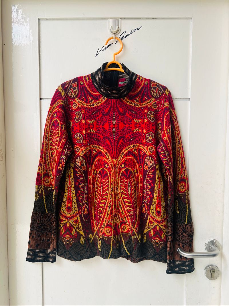 SALE !! Kenzo Paris Coogi Texture 3D knit zip long sleeve, foto 2