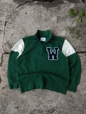 Zara Kids Varsity Quarter Zip Sweetshirt Hijau Botol