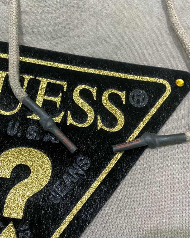 Hoodie Guess gold logo bludru, foto 6