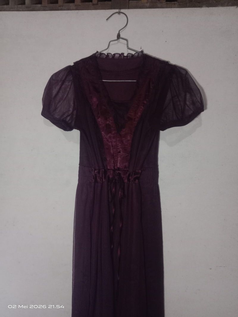 Dress Merah Bata, Renda Vintage, foto 4