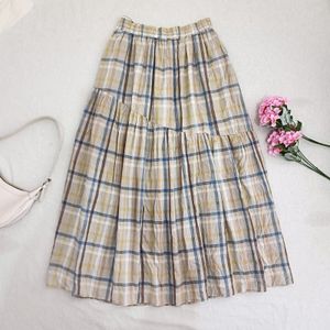 Rok Panjang Kotak Katun Flowy Pinggang Karet STUDIO CLIP