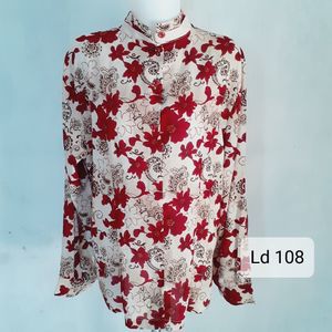 Vintage Blouse Wanita burgundy white