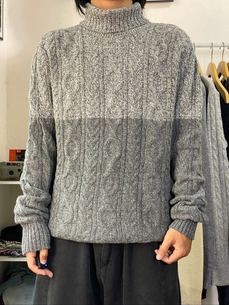 Knitwear Cable Turtleneck Gray two tone And z, foto 2