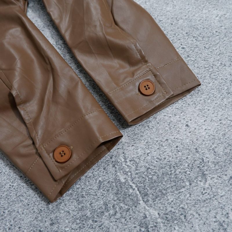Velvet Button-up Faux Leather Jacket, foto 8