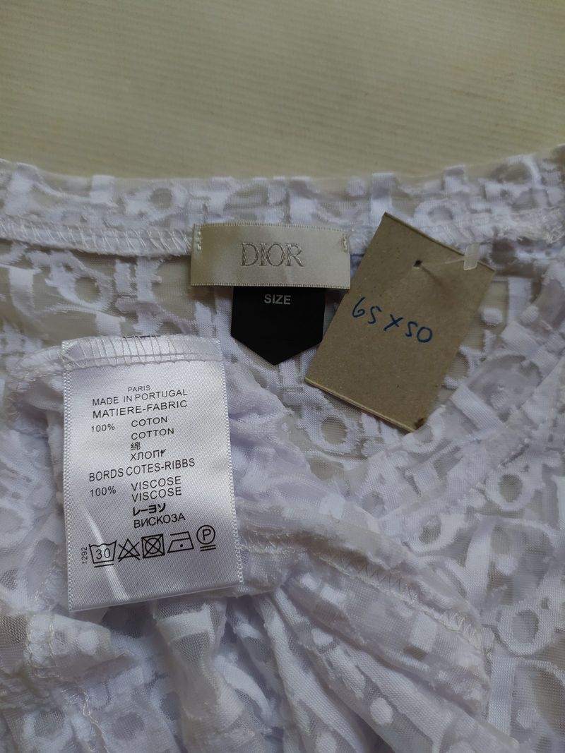 Dior White Oblique Logo Sheer Transparen Mesh, foto 4
