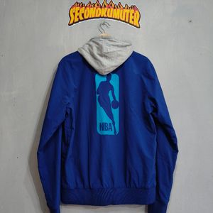 NBA jacket varsity bomber with hood original blue big logo