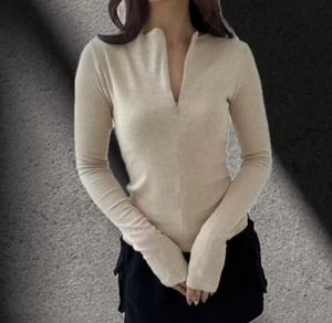 Zipper Casual Knit Top - Long Sleeve - Baju Lengan panjang