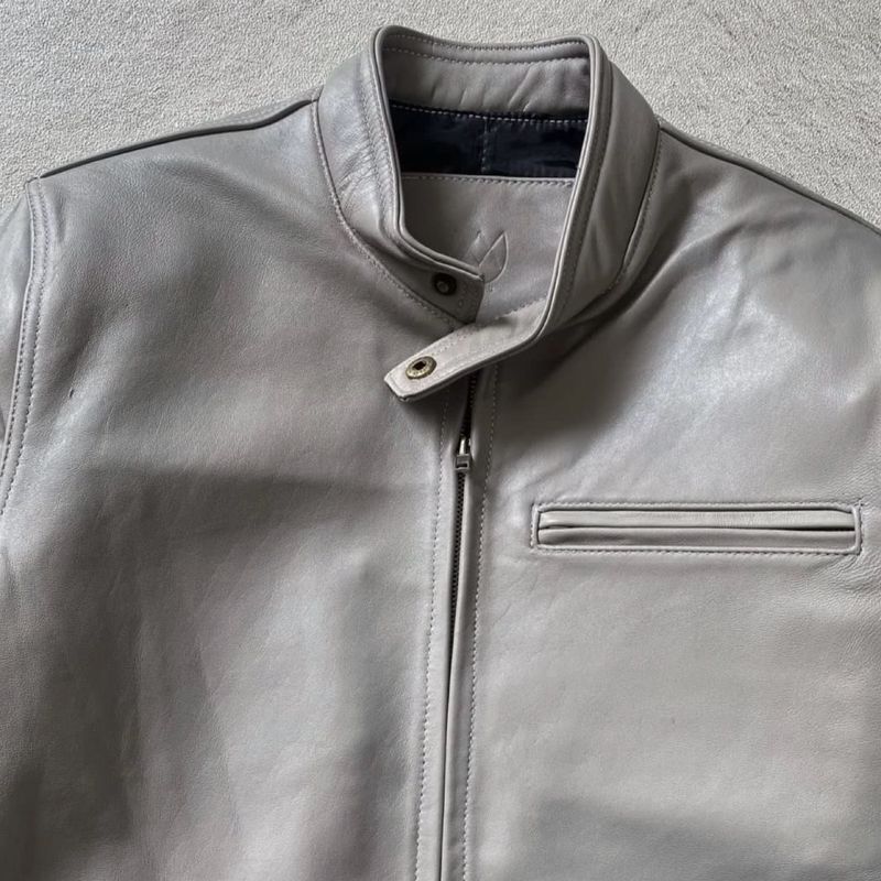 Real Leather Jacket Gray, foto 2