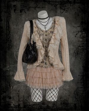 ˚⋆𐙚｡Get 2 Coquette Brown Ruffle Top && Pink Layer Skirt𖦹.ᡣ