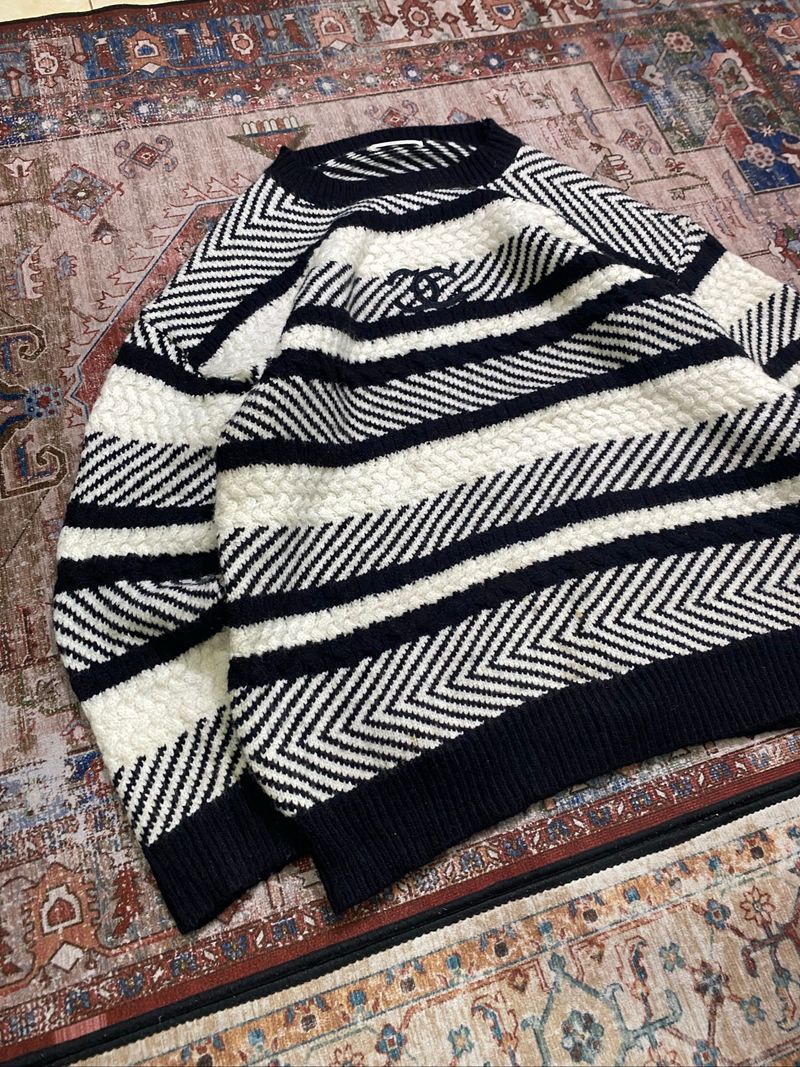 Knitwear Texture Stripe Pattern Black & White, foto 7