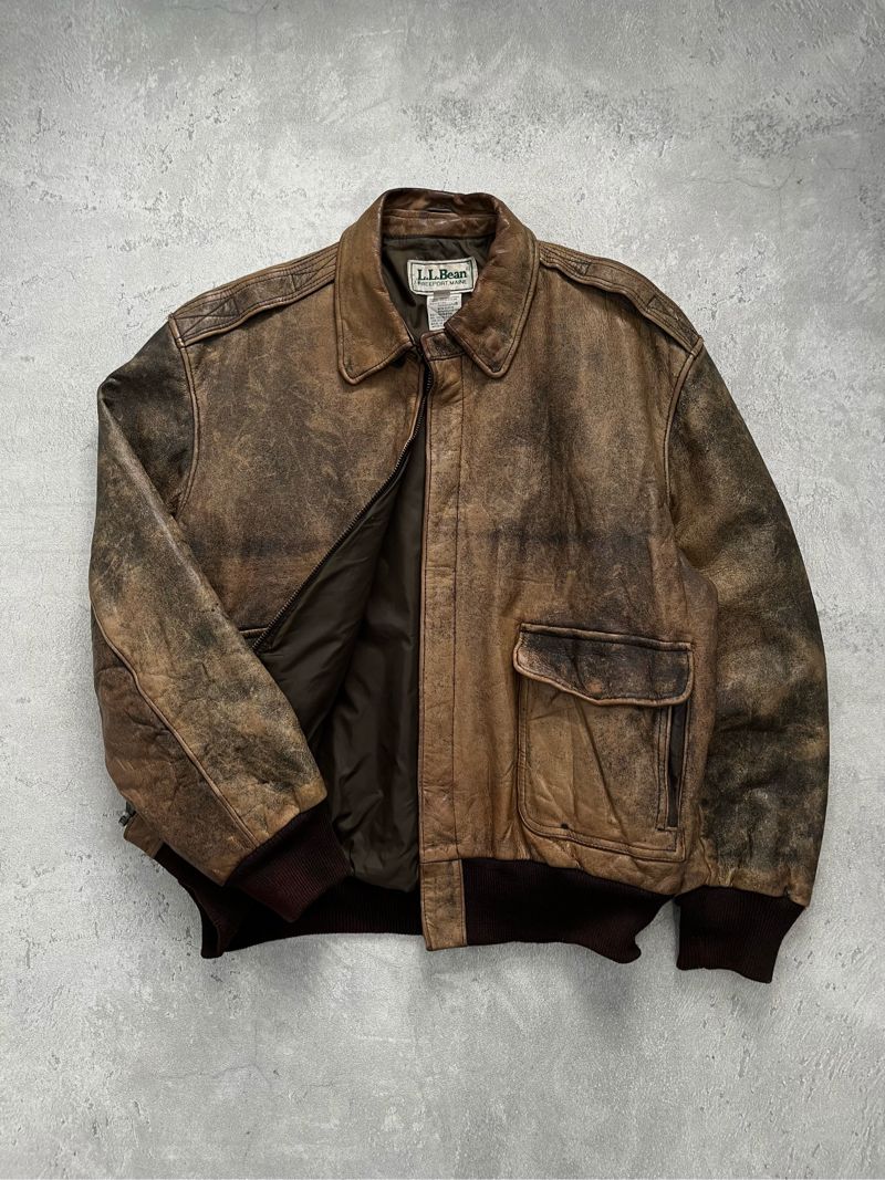 L.L.Bean Vintage Leather jacket Pria tan, foto 6