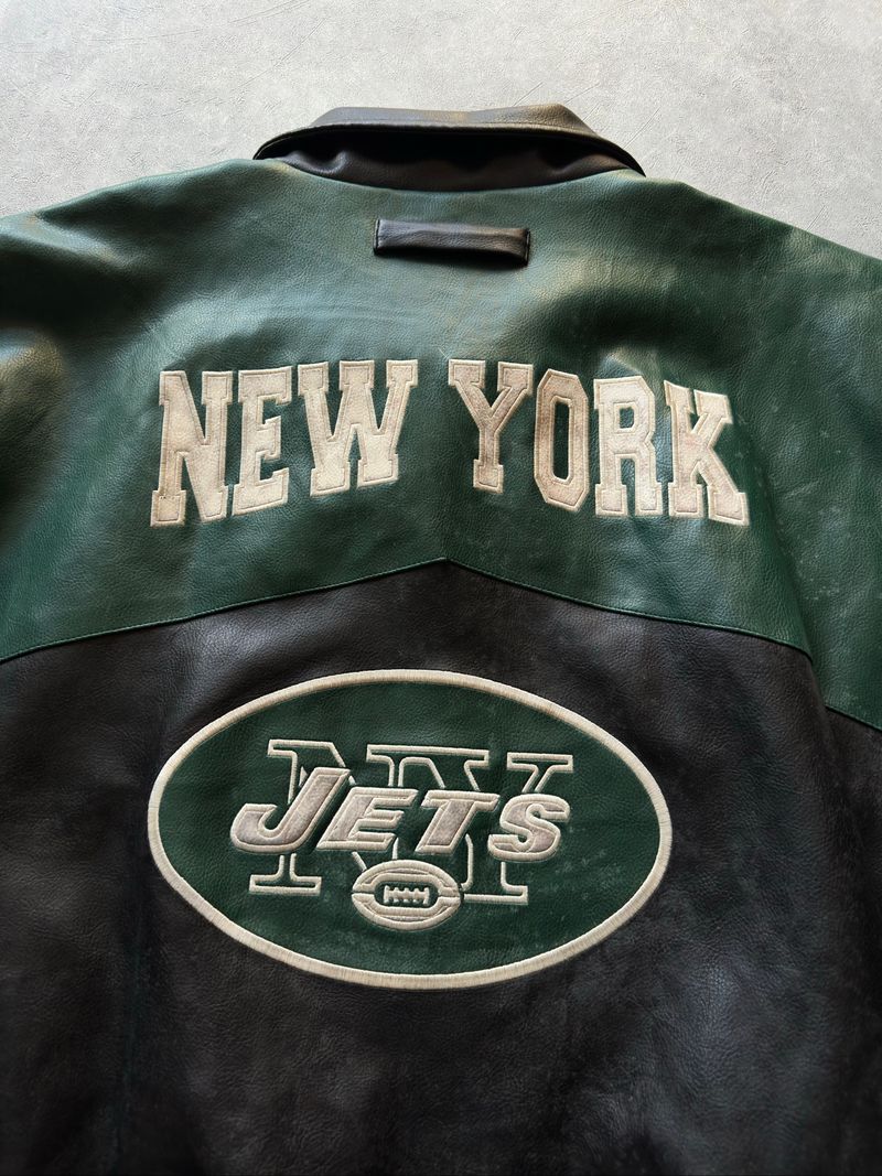Vintage New york jets Nfl Leather Jacket, foto 6