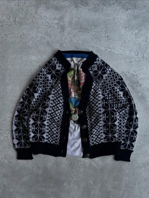 Alge Briqueii Cardigan Vintage Patterned Knit Grandpa