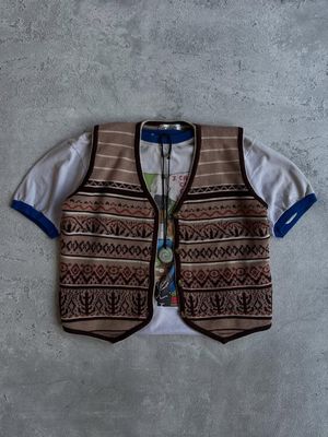 More Joy vest vintage pattern knitwear cardigan