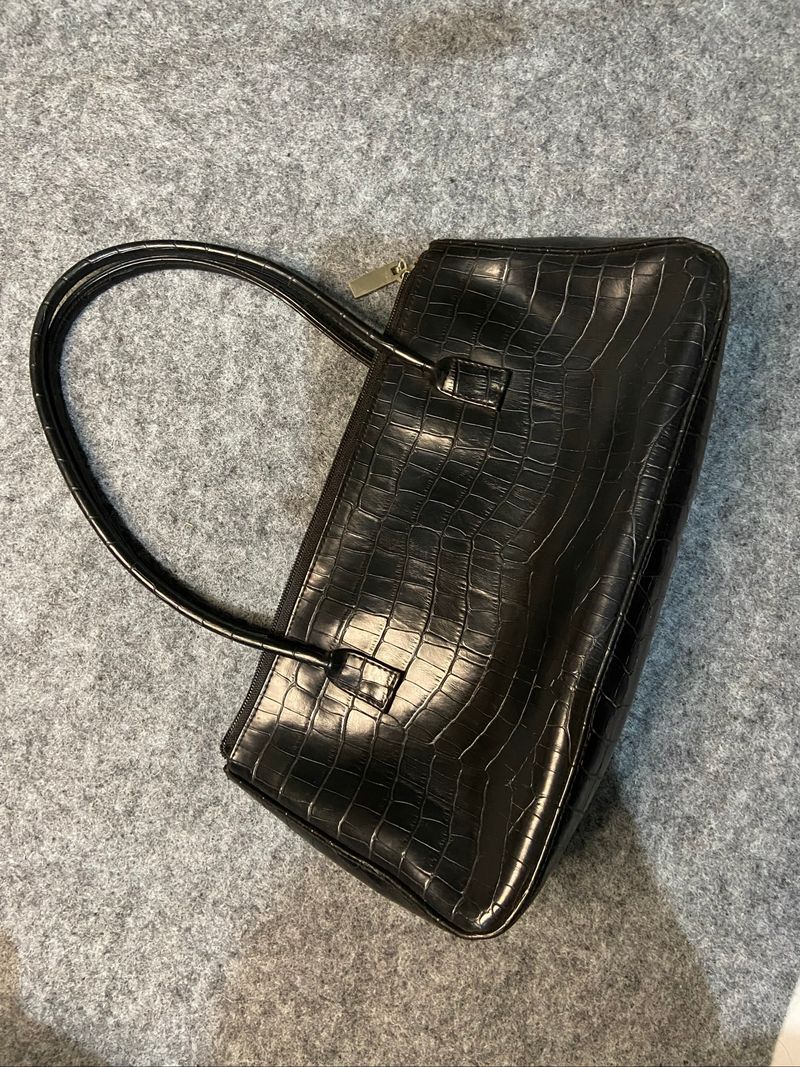 Perlini Black Croco Shoulderbag, foto 3