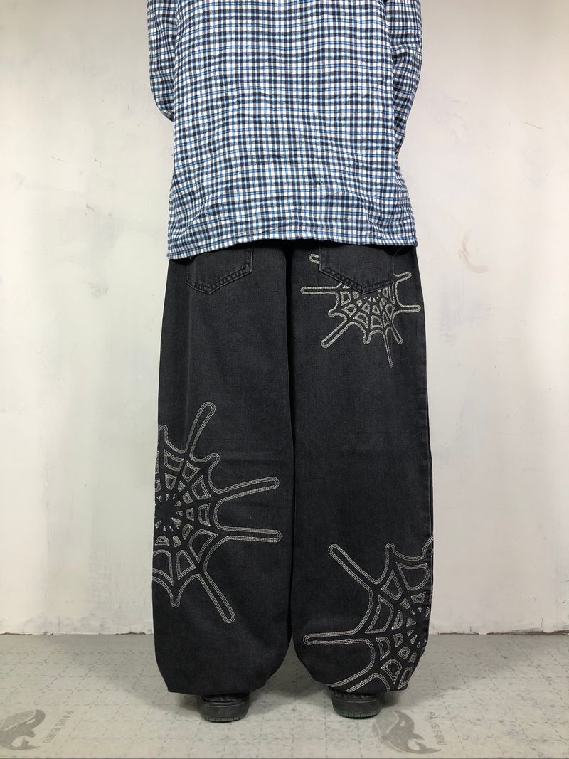 Rare Items @thisisneverthat Embroidery Black Web Jeans, foto 2
