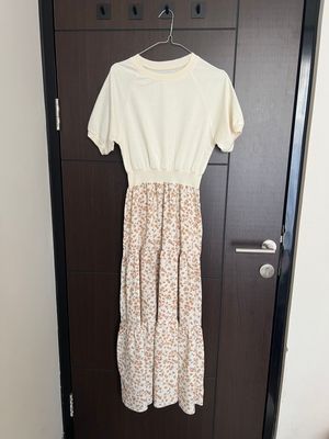 Vintage Casual Casual dress Wanita white tan