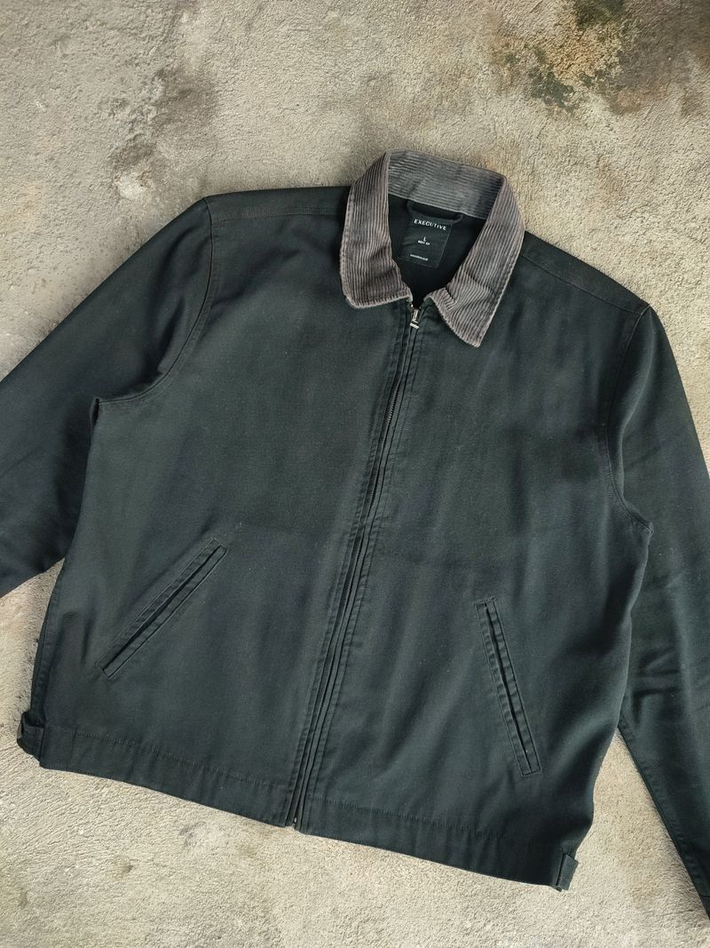 Executive Contrast Collar Canvas Jacket Black, foto 4