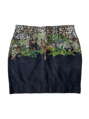 4 season studio animal graphic denim skirt