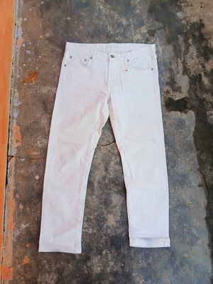 Uniqlo Selvedge jeans white putih celana panjang branded