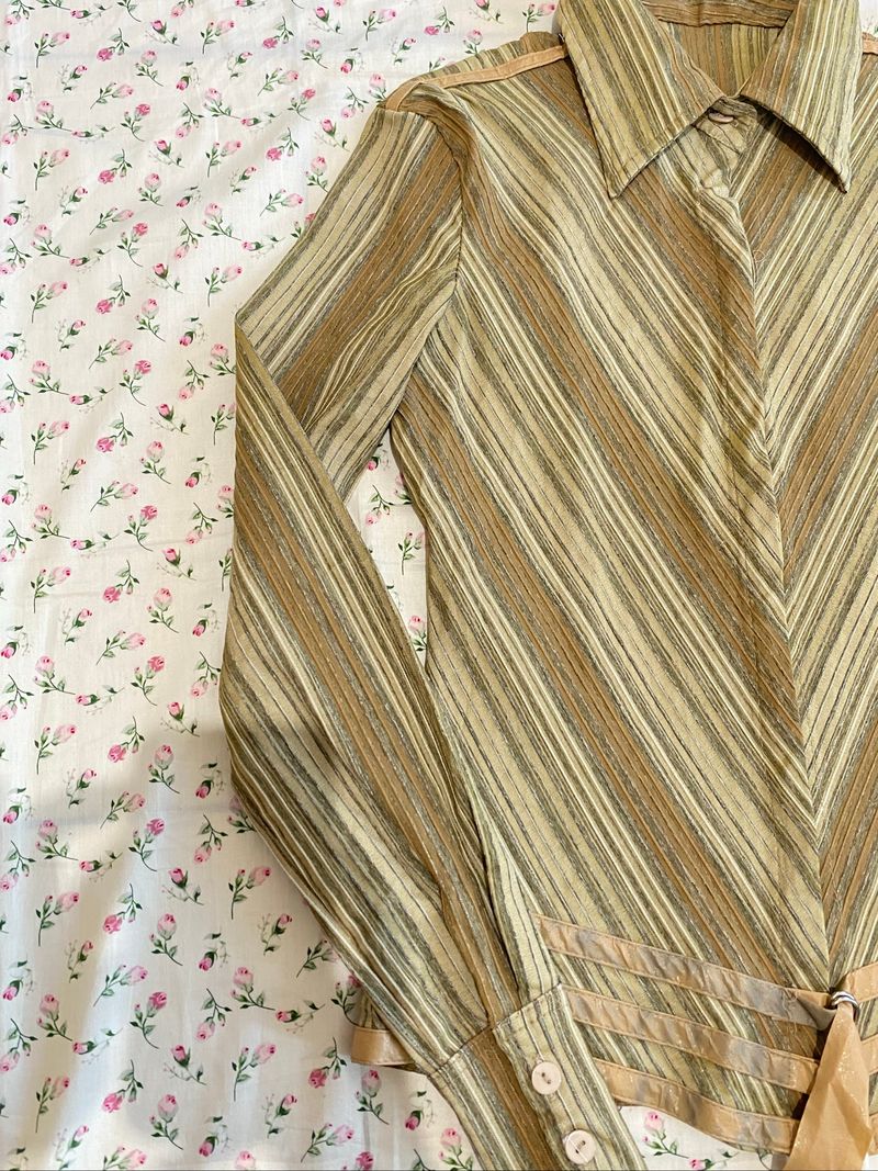 Vintage brown striped button up, foto 2