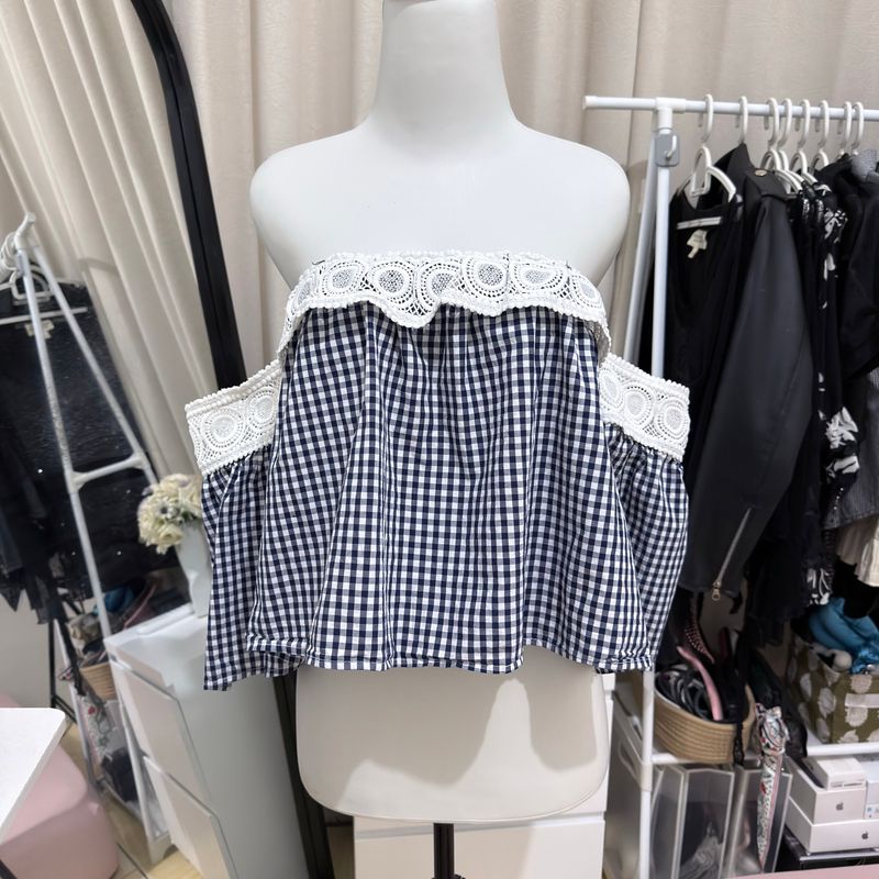 off the shoulder gingham crop top, foto 3