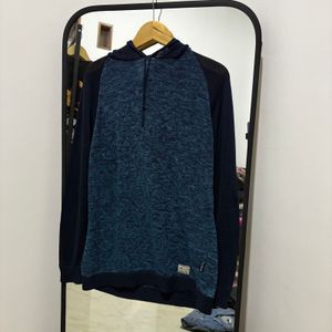Knit Hoodie Navy Mix