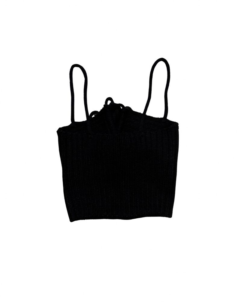 Knitted crop black tank top y2k, foto 3