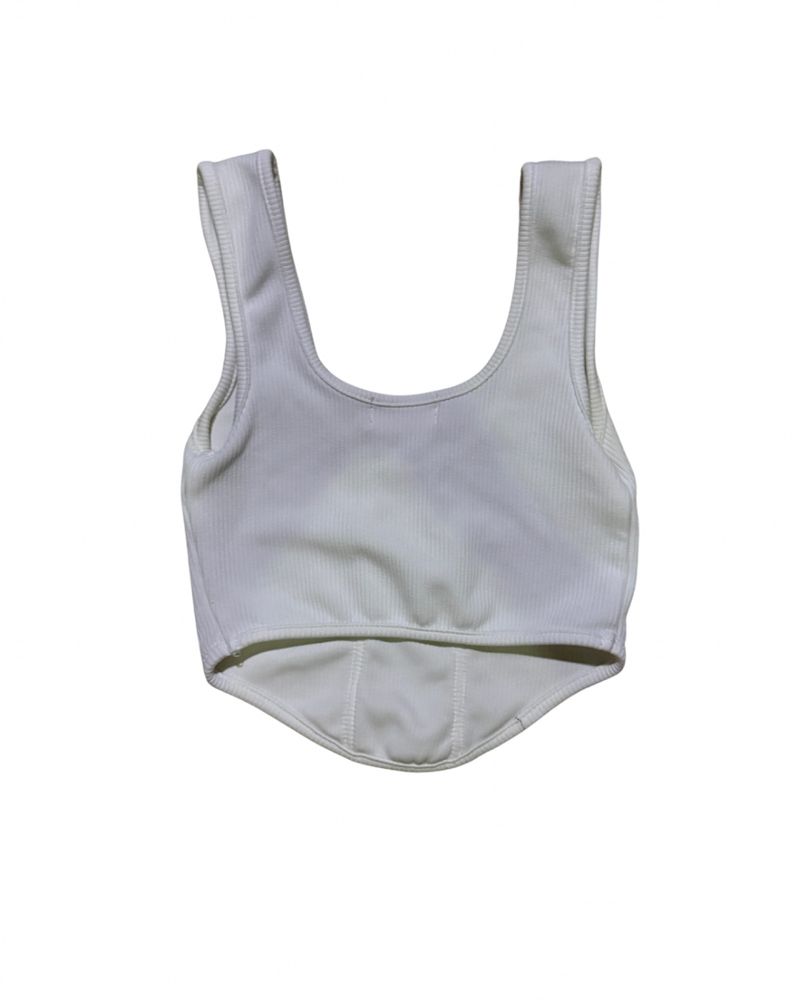 White ribbed cropped tank top, foto 2
