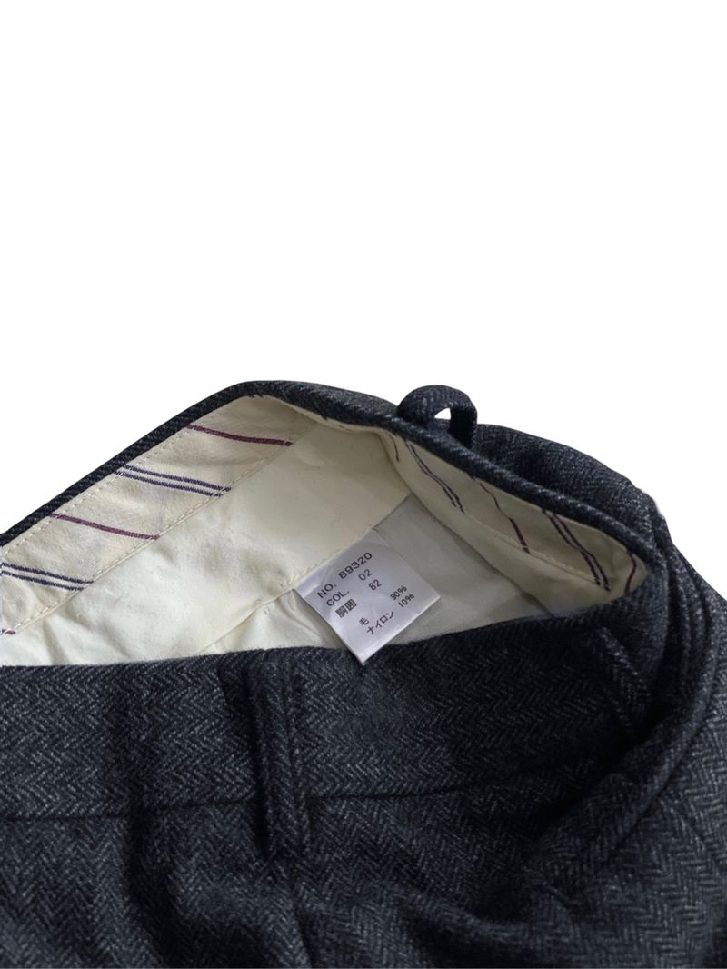 Basic Japanese herringbone wool tailored trousers dark grey, foto 3