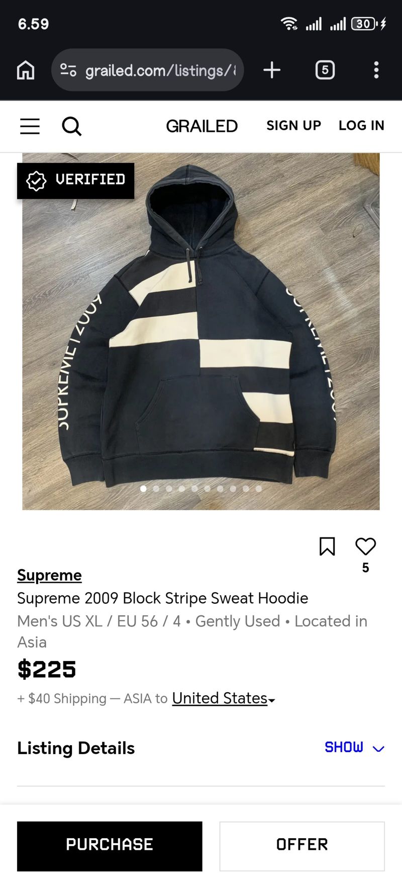 supreme 2009 block stripe hoodie, foto 2