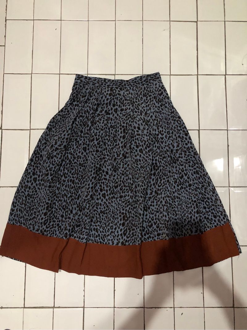 leopard pleated blue maxi skirt, foto 3
