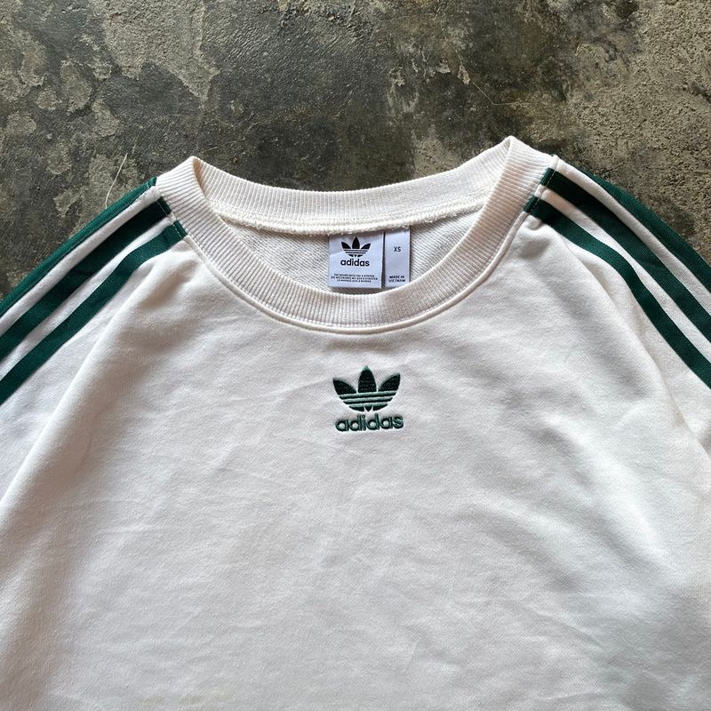 Adidas Cropped Sweater White Green, foto 4