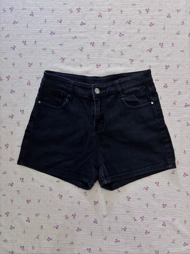 High-Waisted Black Jeans Shorts, foto 2